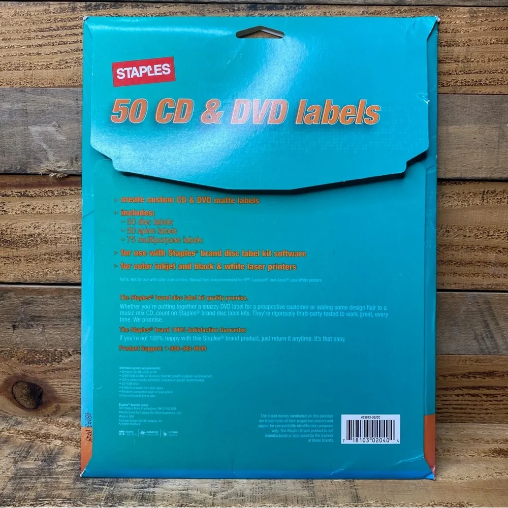 Staples Laser Inkjet CD DVD Labels White 25 Pack Item # 501768